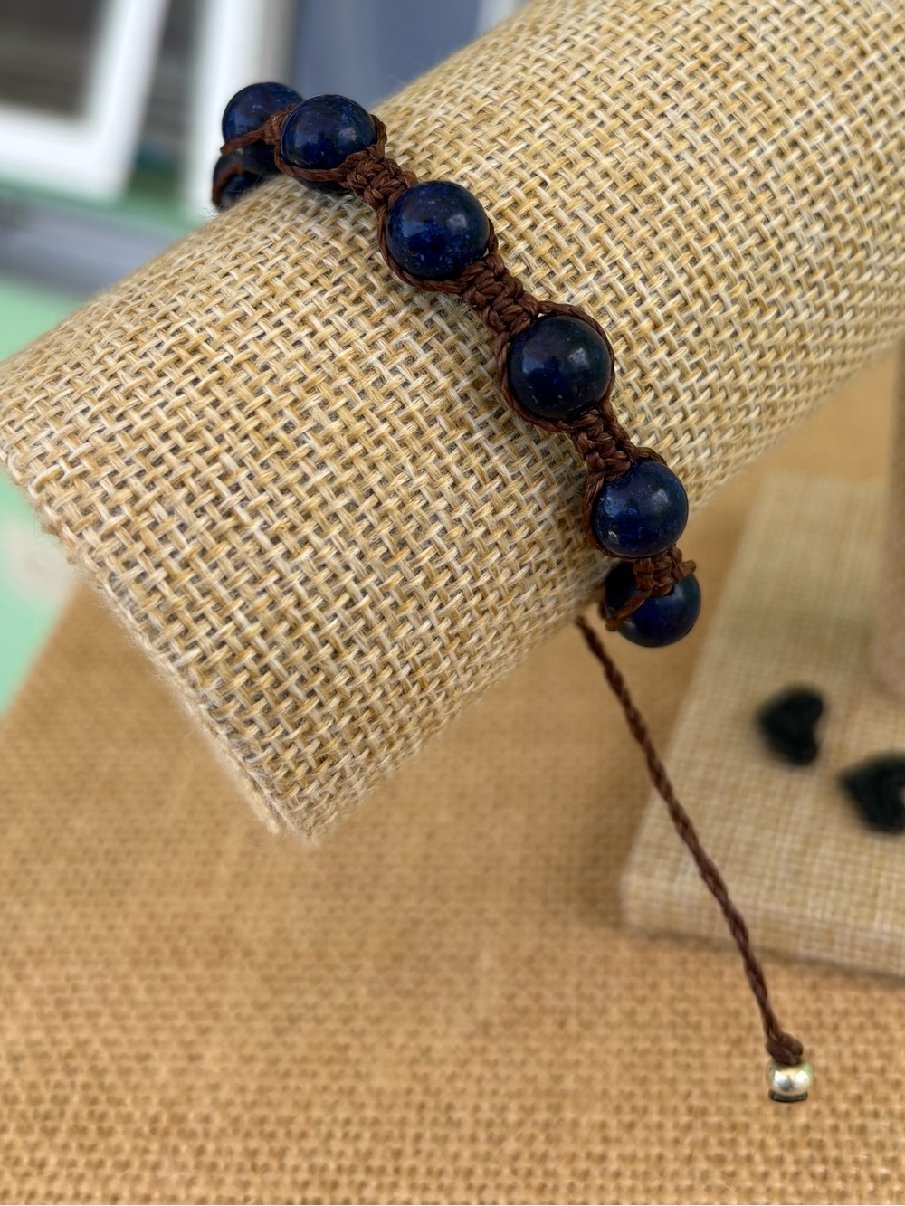 Handmade Blue Beaded Macrame Bracelet for Men